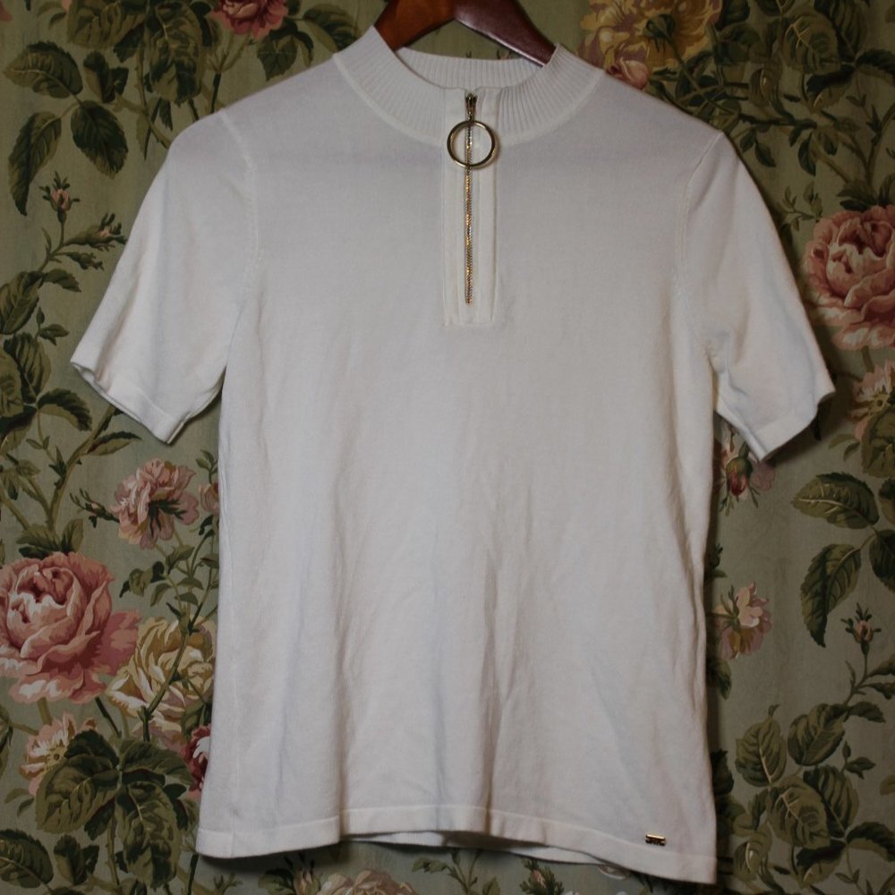 Calvin Klein Short Sleeve Quarter Zipper Sweater